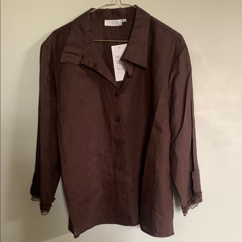 Alice Blue Women's Button Down Shirt - Dark Brown